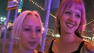 Picking up two Public Flashing Teens